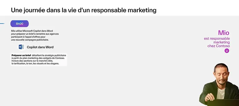 Journée type d'un responsable marketing avec Copilot for Marketing